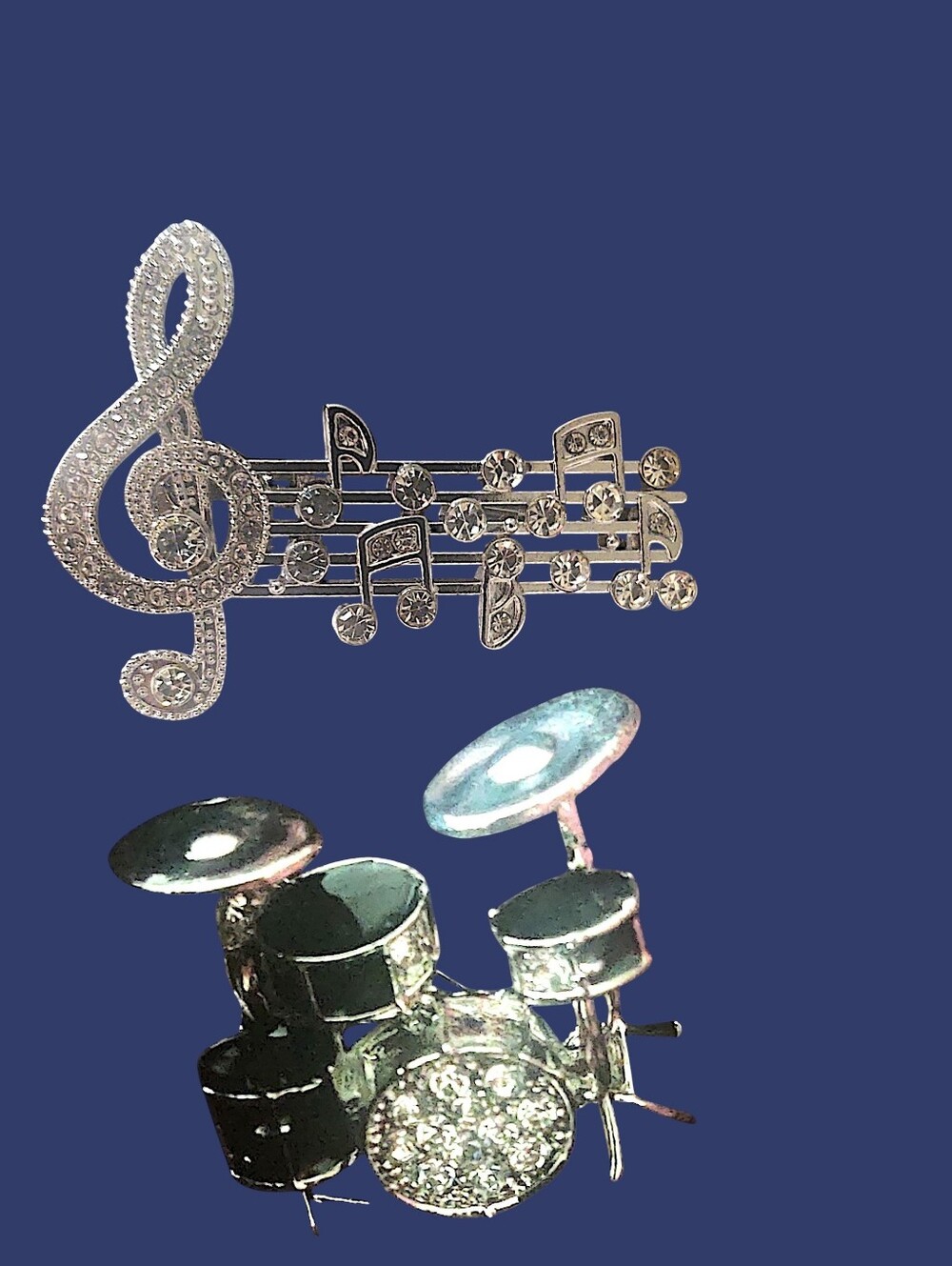 Musical Note & Drum Set Brooch
